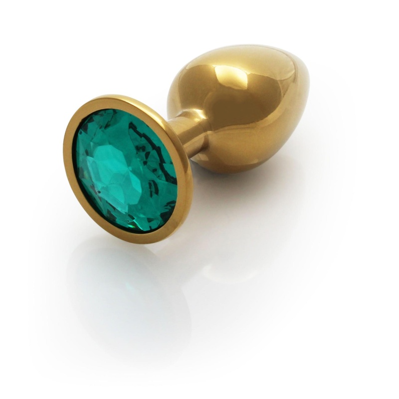 Zatyczka analna Round Gem Small - aluminium i akrylowy kamień, długość wprowadzana 6,2 cm - 1