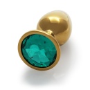 Zatyczka analna Round Gem Small - aluminium i akrylowy kamień, długość wprowadzana 6,2 cm - 6