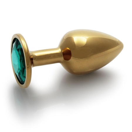 Zatyczka analna Round Gem Small - aluminium i akrylowy kamień, długość wprowadzana 6,2 cm - 7
