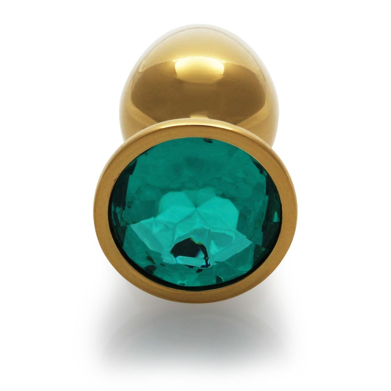 Zatyczka analna Round Gem Small - aluminium i akrylowy kamień, długość wprowadzana 6,2 cm - 8
