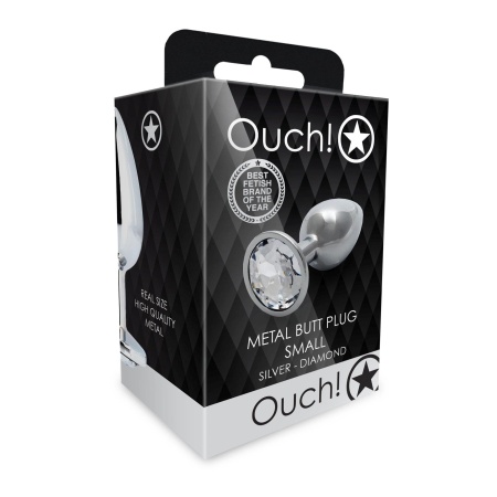Zatyczka analna Round Gem Butt Plug Small - aluminium z kryształem akrylowym, średnica 2,7 cm - 3