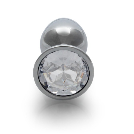 Zatyczka analna Round Gem Butt Plug Small - aluminium z kryształem akrylowym, średnica 2,7 cm - 6