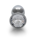 Zatyczka analna Round Gem Butt Plug Small - aluminium z kryształem akrylowym, średnica 2,7 cm - 6