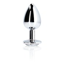 Zatyczka analna Round Gem Butt Plug Small - aluminium z kryształem akrylowym, średnica 2,7 cm - 7
