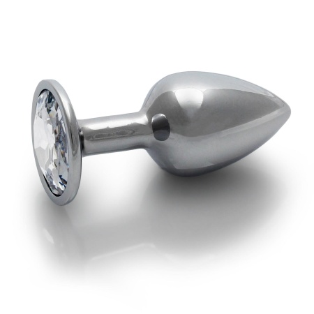 Zatyczka analna Round Gem Butt Plug Small - aluminium z kryształem akrylowym, średnica 2,7 cm - 8