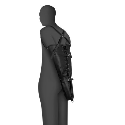 Lace-up Full Sleeve Arm Restraint - Black - 1