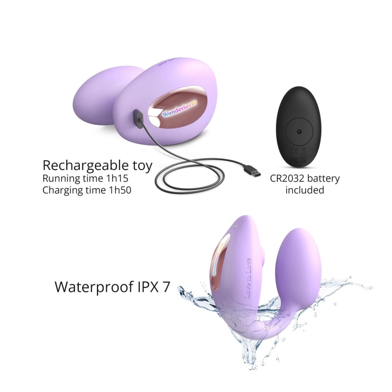 VIVA MAUVE - podwójny stymulator łechtaczki i punktu G z funkcją flapping, wkładka 9,8 cm × Ø3,9 cm - 3