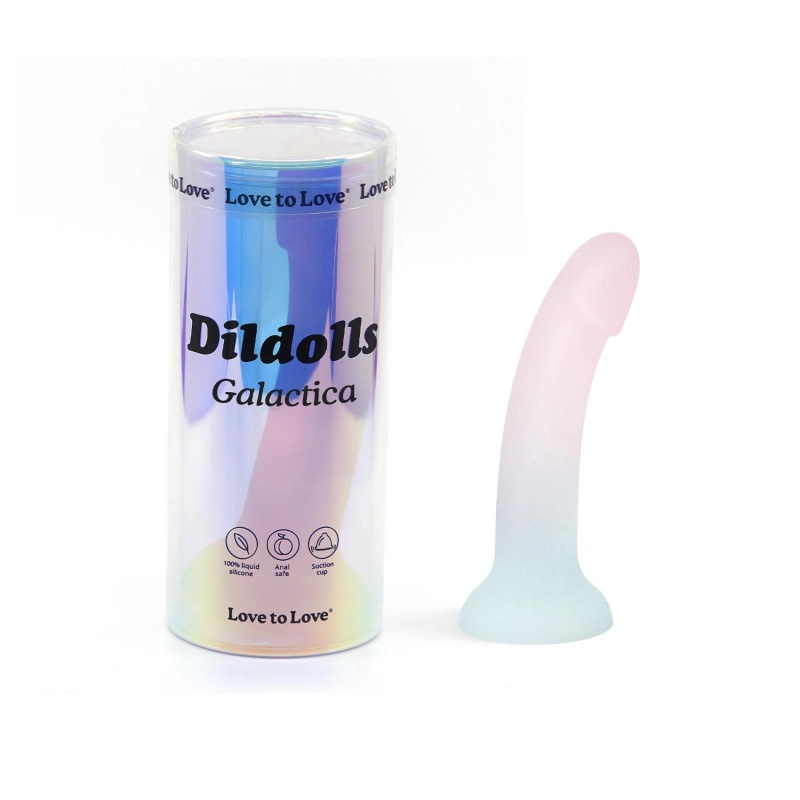 Dildo DILDOLLS Galactica z płynnego silikonu z przyssawką, długość wkładana 14 cm, Ø 3,6 cm - 5