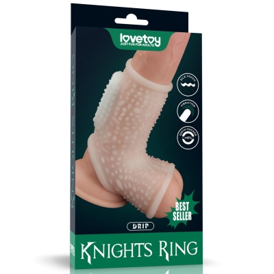 Nakładka na penisa z wibracją Ring z rękawem na mosznę (biały, 13 cm) - 1