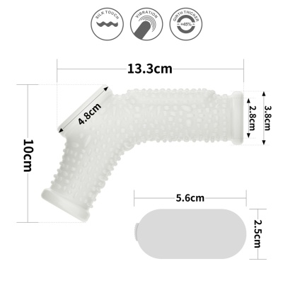 Nakładka na penisa z wibracją Ring z rękawem na mosznę (biały, 13 cm) - 1 2
