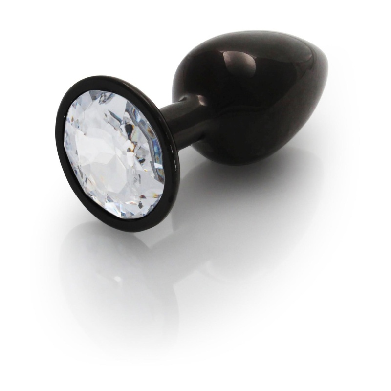 Zatyczka analna Round Gem Butt Plug Small - korpus aluminiowy z akrylowym klejnotem i rozszerzaną podstawą, średnica 2,7 cm, dłu - 1