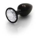 Zatyczka analna Round Gem Butt Plug Small - korpus aluminiowy z akrylowym klejnotem i rozszerzaną podstawą, średnica 2,7 cm, dłu - 1