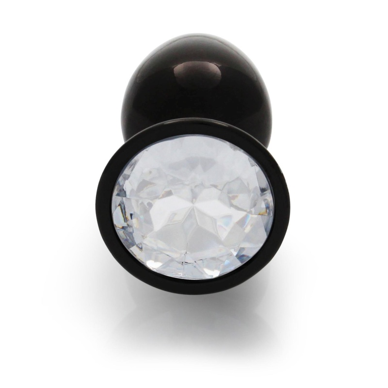 Zatyczka analna Round Gem Butt Plug Small - korpus aluminiowy z akrylowym klejnotem i rozszerzaną podstawą, średnica 2,7 cm, dłu - 5