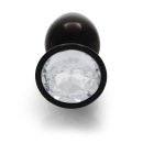 Zatyczka analna Round Gem Butt Plug Small - korpus aluminiowy z akrylowym klejnotem i rozszerzaną podstawą, średnica 2,7 cm, dłu - 5