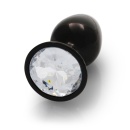 Zatyczka analna Round Gem Butt Plug Small - korpus aluminiowy z akrylowym klejnotem i rozszerzaną podstawą, średnica 2,7 cm, dłu - 6