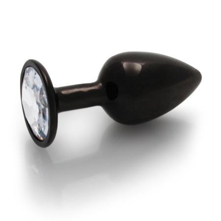 Zatyczka analna Round Gem Butt Plug Small - korpus aluminiowy z akrylowym klejnotem i rozszerzaną podstawą, średnica 2,7 cm, dłu - 8
