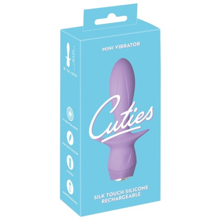 Mini wibrator Cuties Purple 4 z 10 trybami wibracji, ładowaniem przez USB i zatyczką analną, 13,6 cm - 1