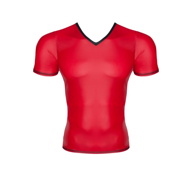 męski t-shirt z wetlooka w serek - 3
