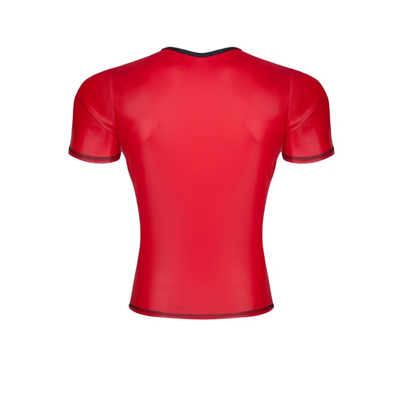 męski t-shirt z wetlooka w serek - 4