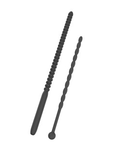 Ribbed Penis Dilator Set 2 pcs Black