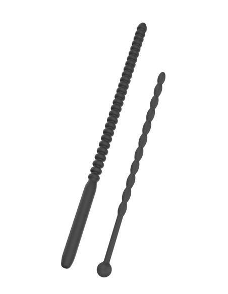 Ribbed Penis Dilator Set 2 pcs Black