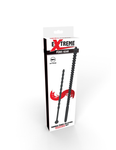 Ribbed Penis Dilator Set 2 pcs Black