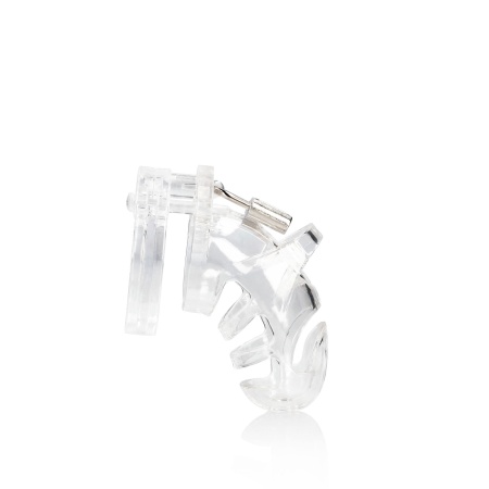 Klatka erekcyjna Model 25 - przezroczysty poliwęglan, regulowany pasek z kłódką, 9 cm - 1