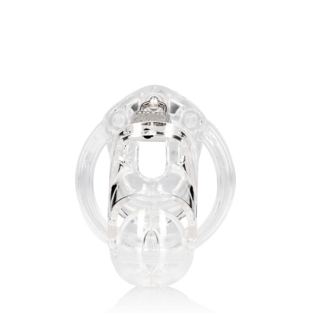 Klatka erekcyjna Model 25 - przezroczysty poliwęglan, regulowany pasek z kłódką, 9 cm - 3