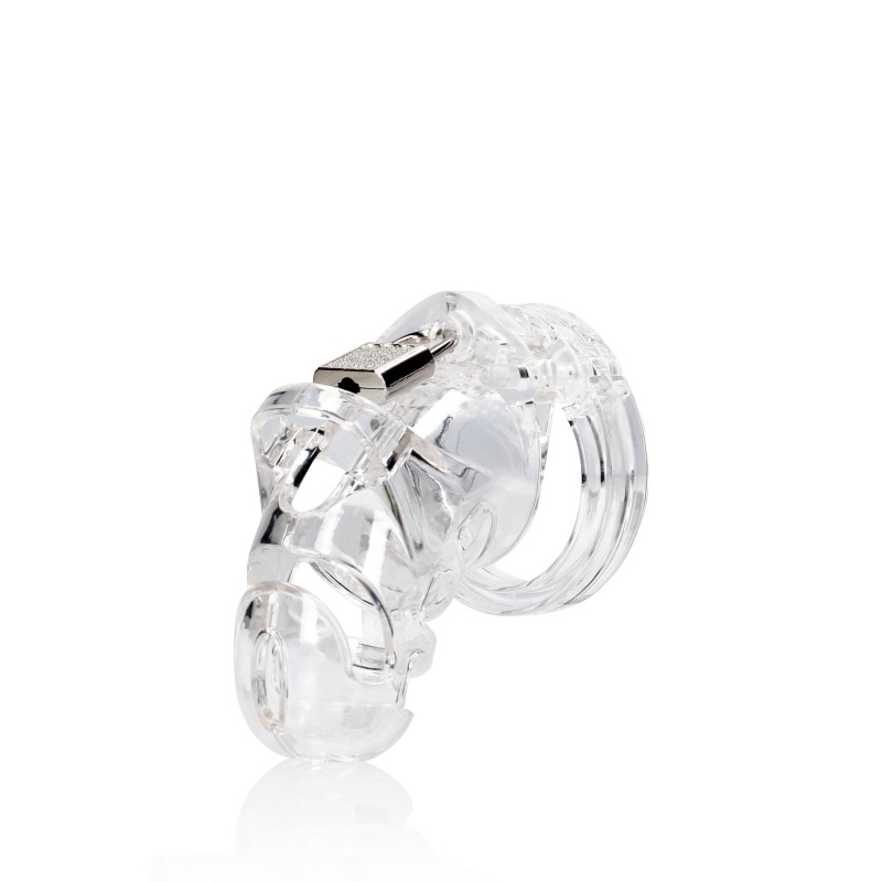 Klatka erekcyjna Model 25 - przezroczysty poliwęglan, regulowany pasek z kłódką, 9 cm - 4