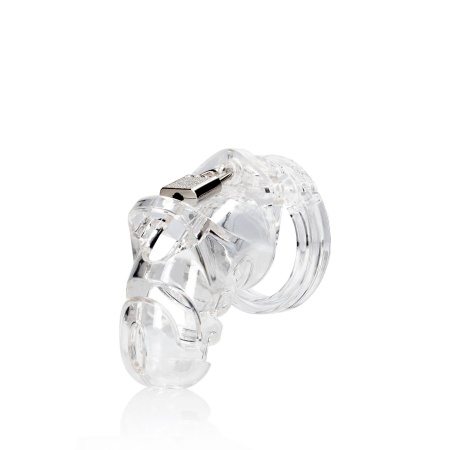 Klatka erekcyjna Model 25 - przezroczysty poliwęglan, regulowany pasek z kłódką, 9 cm - 4