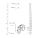 Klatka erekcyjna Model 25 - przezroczysty poliwęglan, regulowany pasek z kłódką, 9 cm - 6