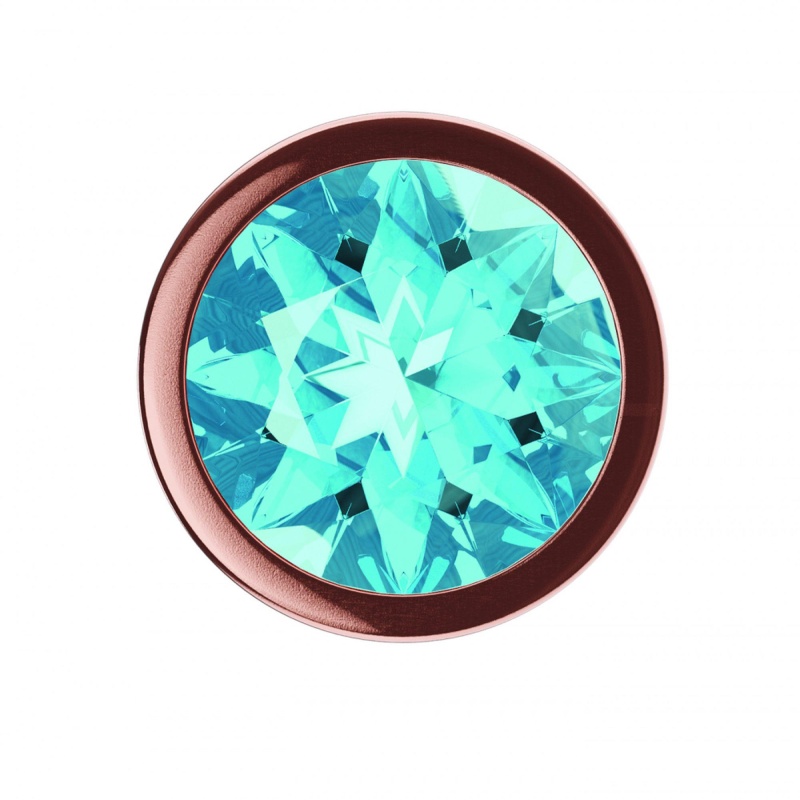 Korek analny Diamond Topaz Shine L Rose Gold - metalowy, z kryształem, 8,3 cm × 3,3 cm - 3