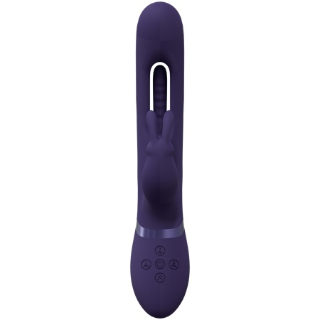 Wibrator Mika Triple Rabbit z funkcją G-Spot Flapping - 3 silniki F1 (10 trybów każdy), silikon medyczny, 22,9 cm, fioletowy - 5