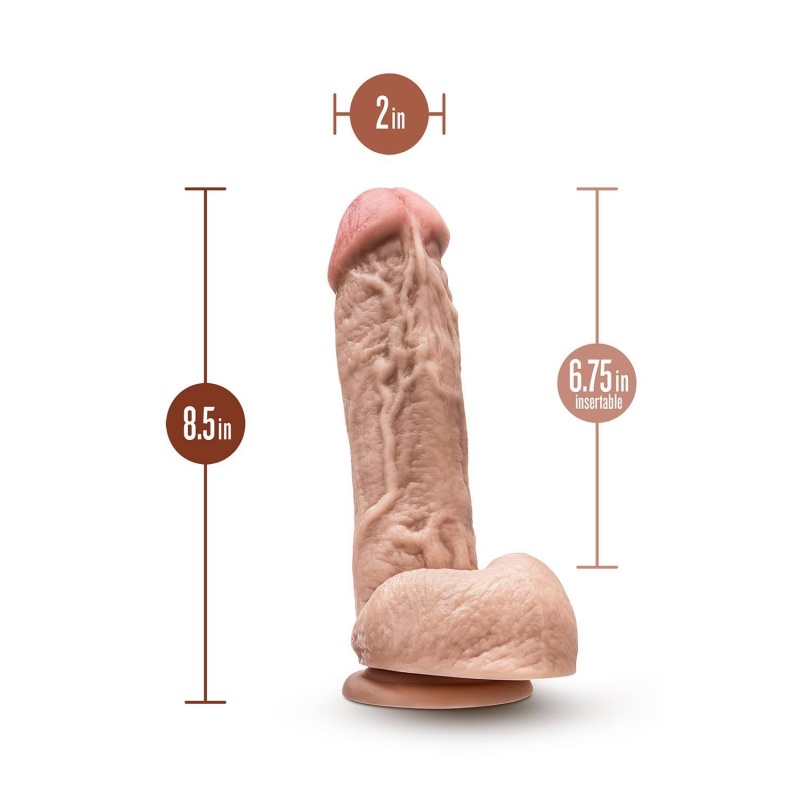 Dildo realistyczne z jądrami Mr. D - przyssawka i uprząż, 21,6 cm - 3