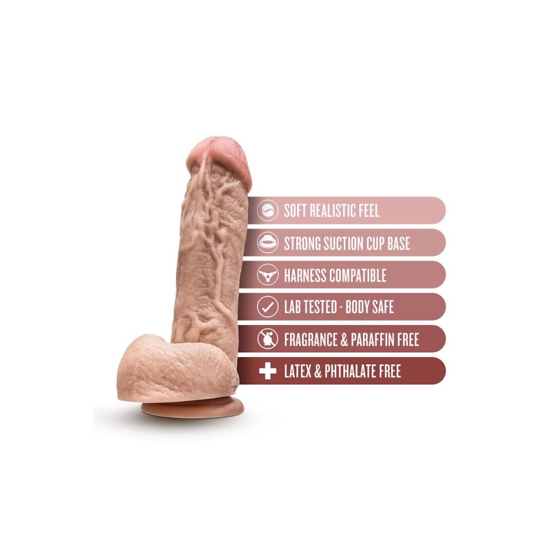 Dildo realistyczne z jądrami Mr. D - przyssawka i uprząż, 21,6 cm - 4