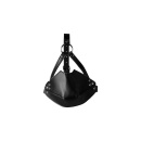 Head Harness with Mouth Cover and Solid Ball Gag - Black - 4