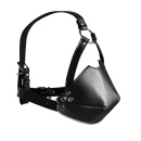 Head Harness with Mouth Cover and Solid Ball Gag - Black - 5