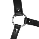 Head Harness with Mouth Cover and Solid Ball Gag - Black - 6