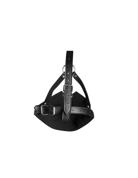 Head Harness with Mouth Cover and Solid Ball Gag - Black