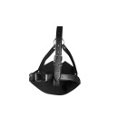 Head Harness with Mouth Cover and Solid Ball Gag - Black - 10
