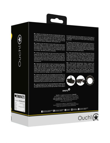 Open Mouth Gag Head Harness with Plug Stopper - Black