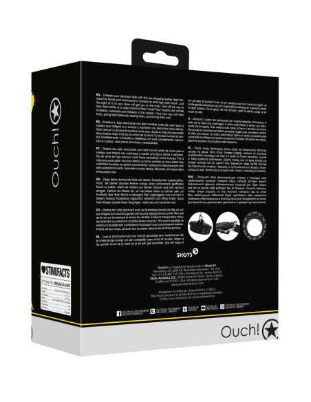 Open Mouth Gag Head Harness with Plug Stopper - Black