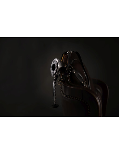 Open Mouth Gag Head Harness with Plug Stopper - Black