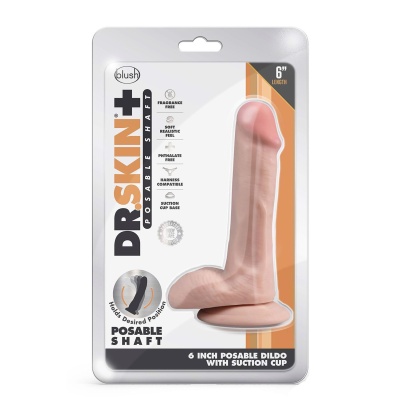 Dildo realistyczny Dr. Skin Plus Posable z jądrami - regulowany trzon, podstawa ssąca, 16,5 cm - 1