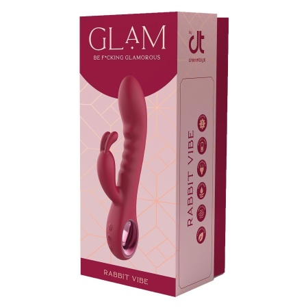 Wibrator króliczek GLAM RABBIT VIBE z elastycznymi uszami i pierścieniowym uchwytem, 22 cm - 1