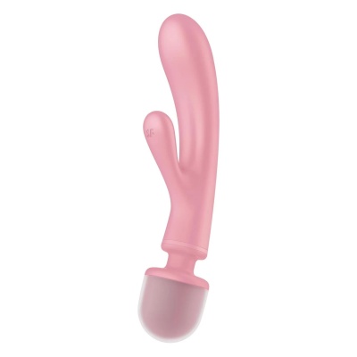 Wibrator Satisfyer Triple Lover Pink - 3 silniki, stymulacja punktu G i łechtaczki, długość 24 cm - 1