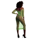 Long Sleeve Crop Top and Long Skirt - Green - 2