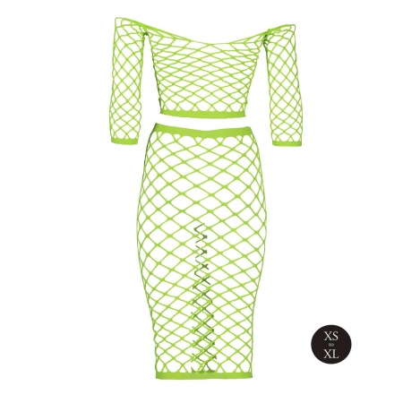 Long Sleeve Crop Top and Long Skirt - Green - 7