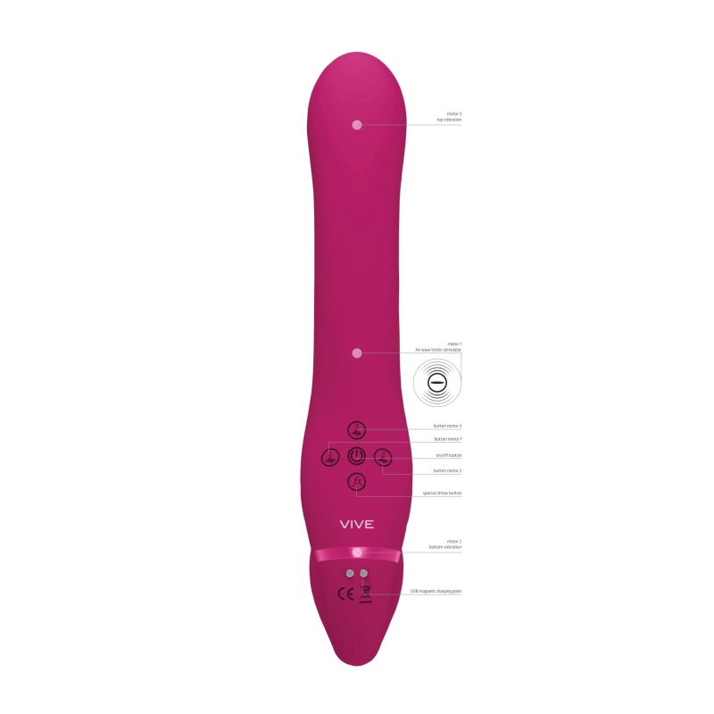 Ai - Dual Vibrating & Air Wave Tickler Strapless Strapon - 6