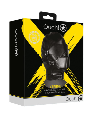 Blindfolded Mask with Breathable Ball Gag - Black